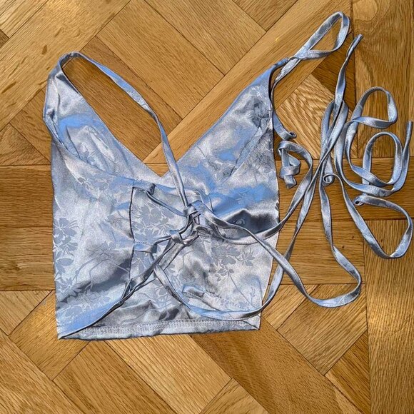 Women's Blue and Silver Crop-top - Picture 2 of 2